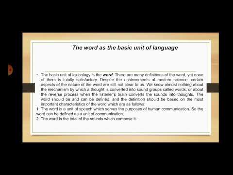 Video Lecture 11 Lexicology as a branch of linguistics. Word... - youtube