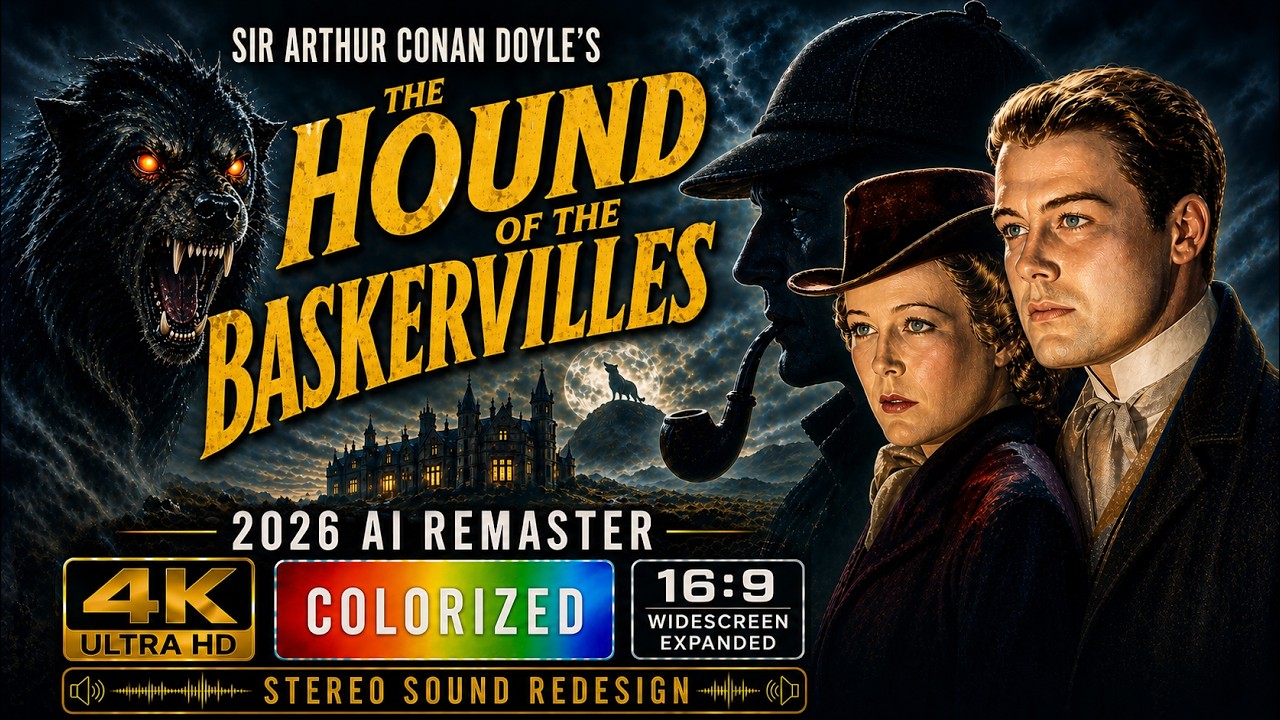 The Hound of the Baskervilles (1939) - Widescreen 16x9 Expanded, Colourised, Upscaled - with AI