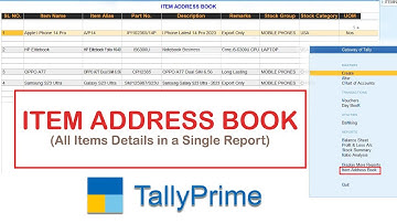 Item Address Book In TallyPrime