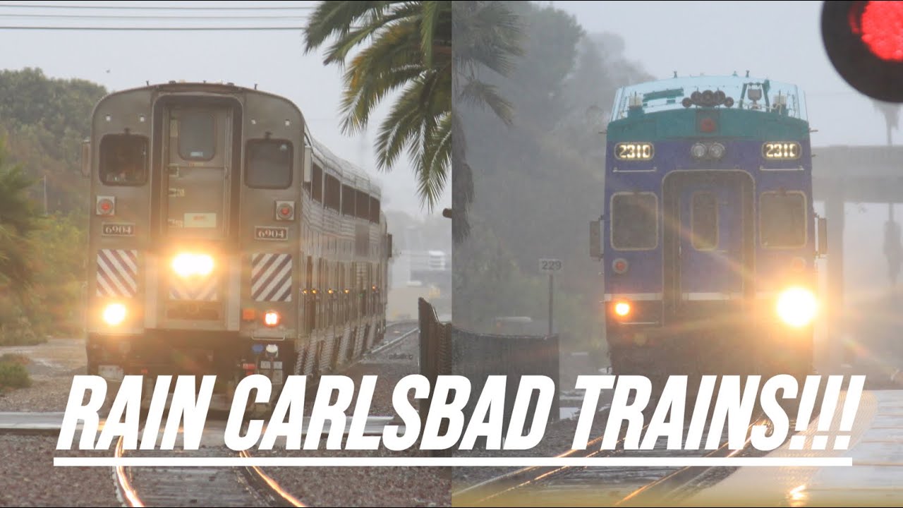[HD] FAST Amtrak & Coaster Holiday Express Action !!! Carlsbad Village
