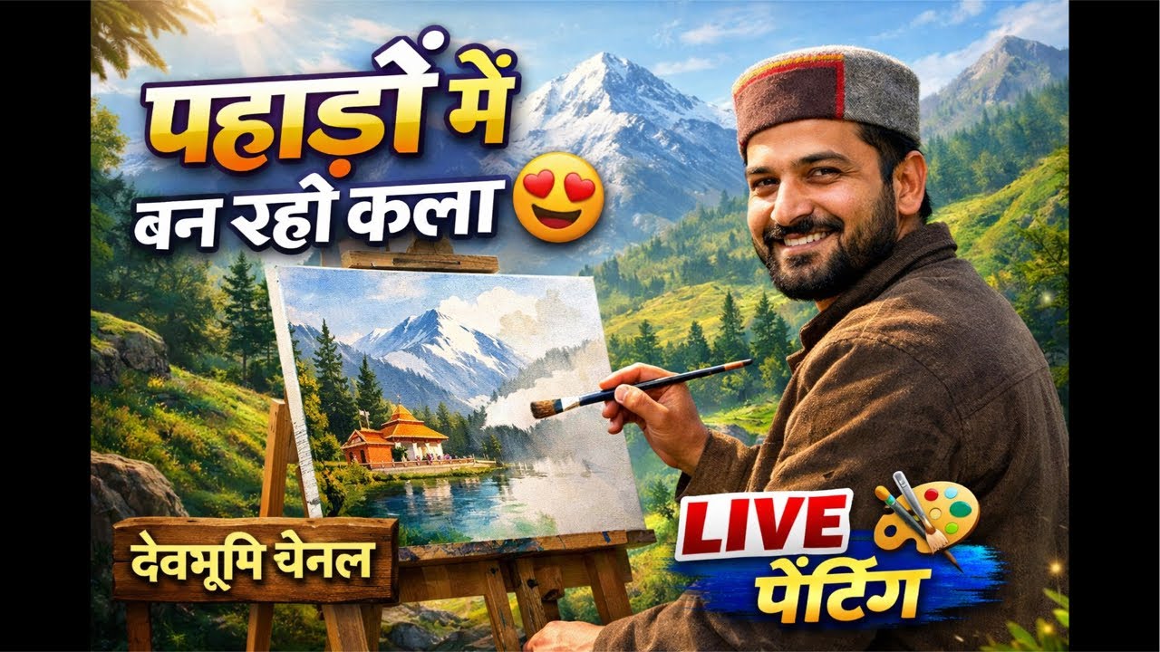 DevbhumiDeepak  is live LIVE पेंटिंग 🎨”या“पहाड़ों में बन रही कला 😍”
