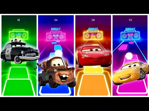⚡🚘Lightning Mcqueen Eater spider Cars in Tiles Hop🎶