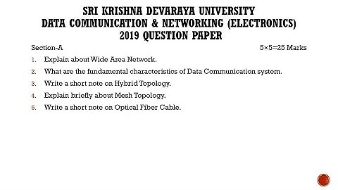 Data communication & Networking ( Electronics Cluster ) Previous Question paper 2019 | SK UNIVERSITY