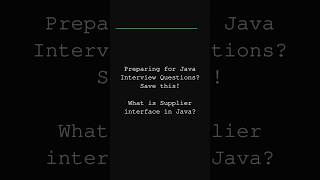 What is Supplier interface in Java | Java Interview Questions #java #interviewquestions