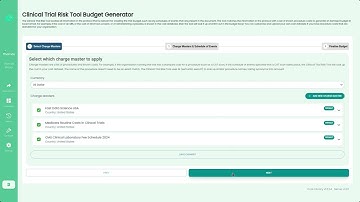Per subject budget from protocol and charge master with Clinical Trial Risk Tool