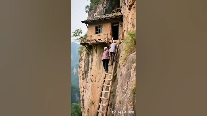 The scenery on the cliffs The old house in the mountain village The scenery is a beautiful scenery thumbnail