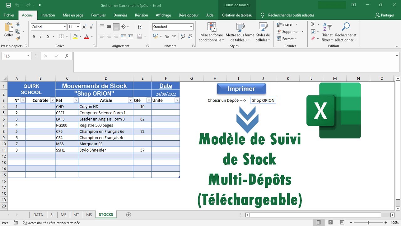 Modèle de Gestion de Stock MultiDépôts ou entrepôts sur Excel