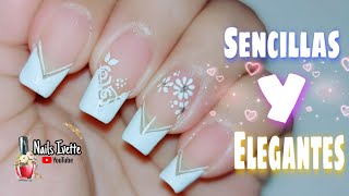 Decoración de uñas en blanco/uñas sencillas y elegantes/uñas decoradas  delicadas y fáciles - YouTube