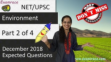 Expected Questions on Environment December 2018 - NTA NET / UPSC (Part 2 of 4)