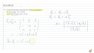 Find the shortest distance between the lines whose vector equations are ` - gt r=( hat i+2 hat j...