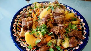 Мясо, овощи, Казан. Говядина с овощами и айвой. Meat, vegetables, cauldron.