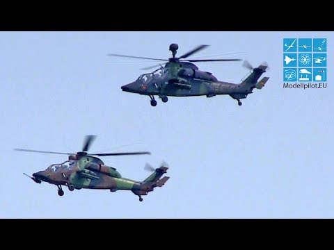 AMAZING 2X EUROCOPTER EC-665 TIGER AIRBUS GROUP FORMATION AIRSHOW FLIGHT