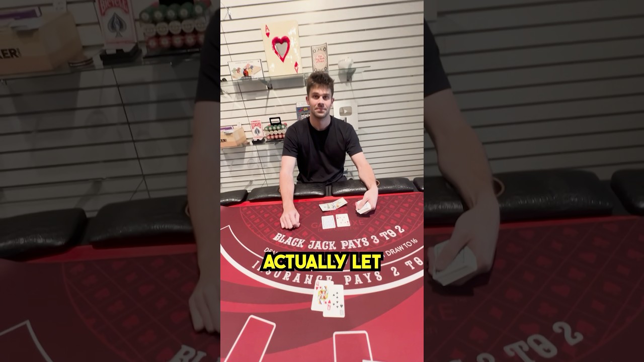 Bro wanted to be the dealer 🤣👀 #Blackjack #Betting #Gambling