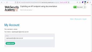 Lab API 2025: Exploiting an API Endpoint Using Documentation | PortSwigger + Burp Suite