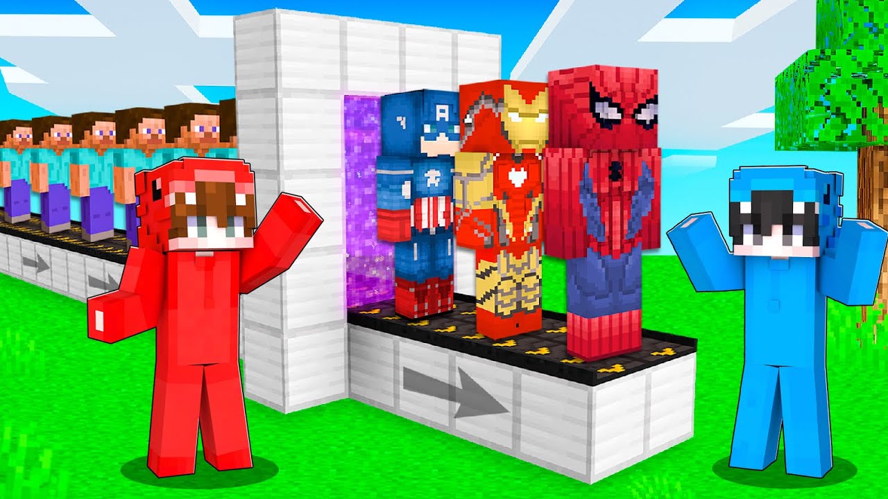 Hice una FÁBRICA DE SUPERHEROES en Minecraft