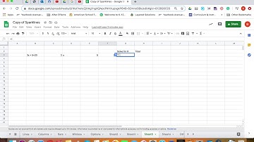 Google Sheets-Simple Algebraic Formula