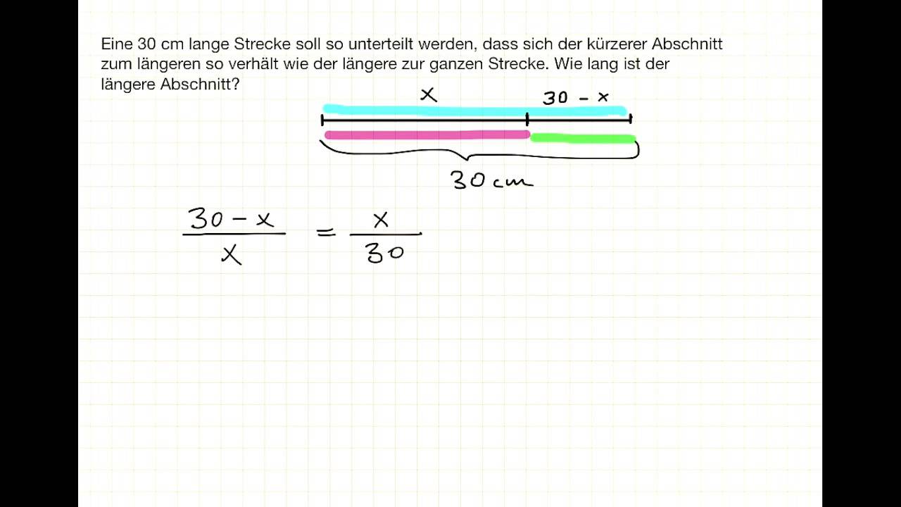 Quadratische Gleichung aufstellen und lösen: Lange Strecke und kurze Strecke