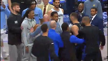 WATCH - KLAY THOMPSON AND JA MORANT ALMOST GET INTO FIGHT IN TODAYS POST GAME AT AA CENTER