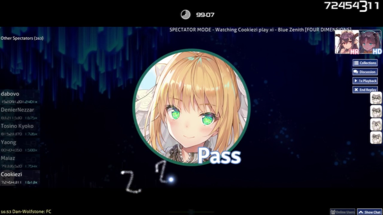 Cookiezi | xi - Blue Zenith [FOUR DIMENSIONS] HD,HR | 99.09% 2x miss | 727pp