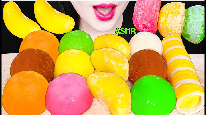 ASMR RAINBOW SNOW RICE CAKE ICE CREAM     EATING S...