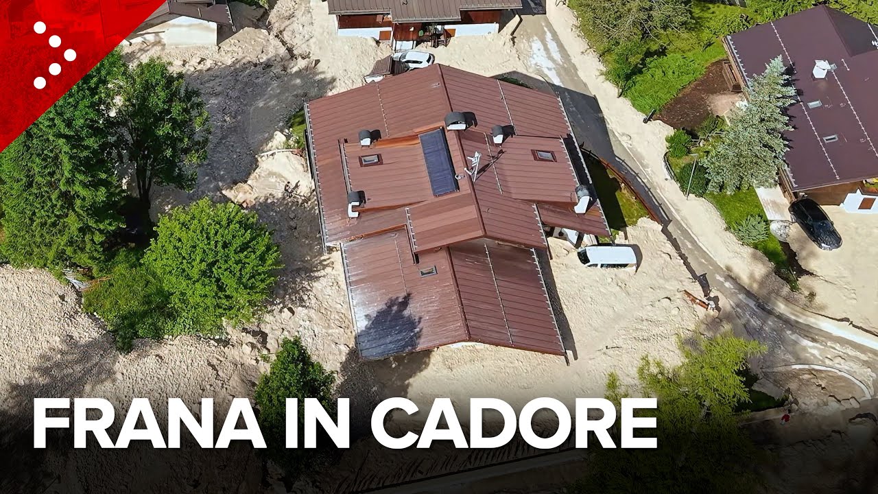 Colata detritica in Cadore, borgo di Cancia invaso da fango e sassi. 