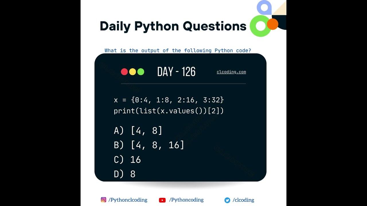 Python Coding challenge - Day 126 | What is the output of the following ...