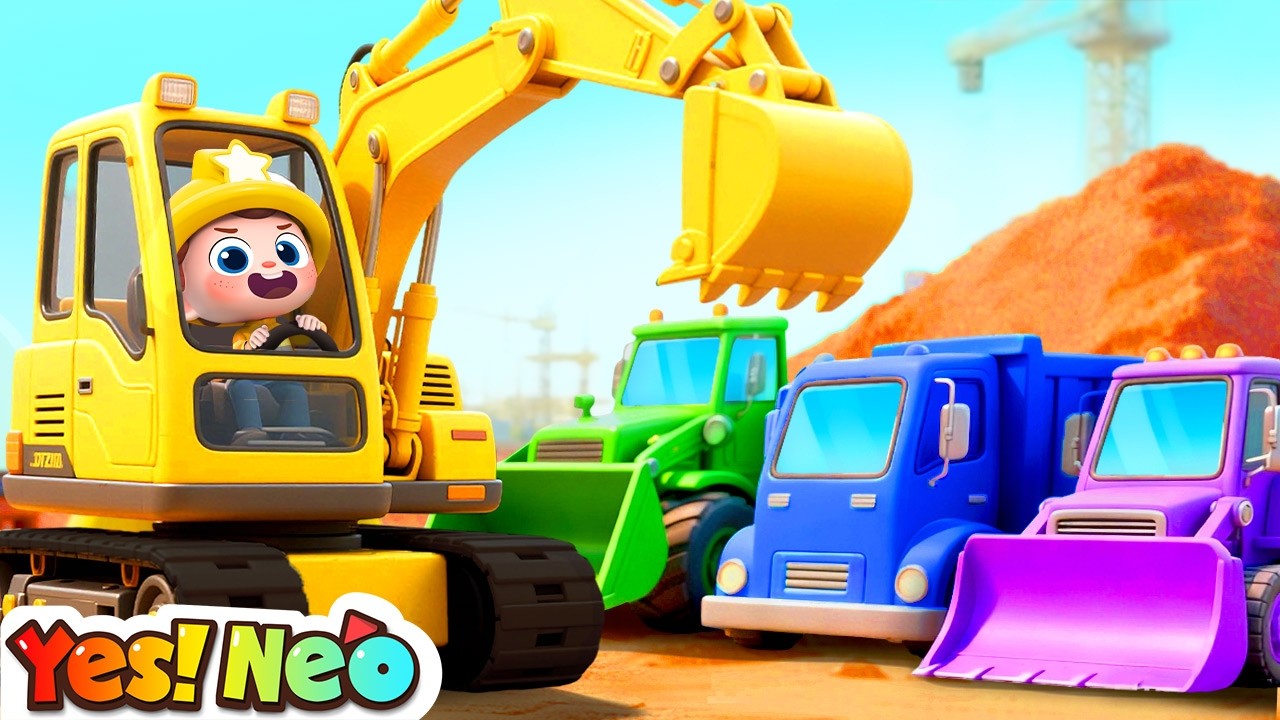Wheels on the Construction Trucks Song | Digger, Crane | Nursery Rhymes & Kids Songs | Yes! Neo