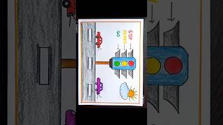 How to Draw Traffic Light Easy /Traffic Light Drawing / Traffic Signal Drawing /Road Safety #shorts