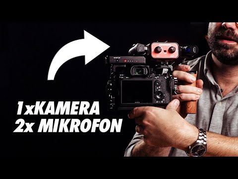 Eine DSLR Kamera, zwei Lavalier Mikrofone aufnehmen und abhören