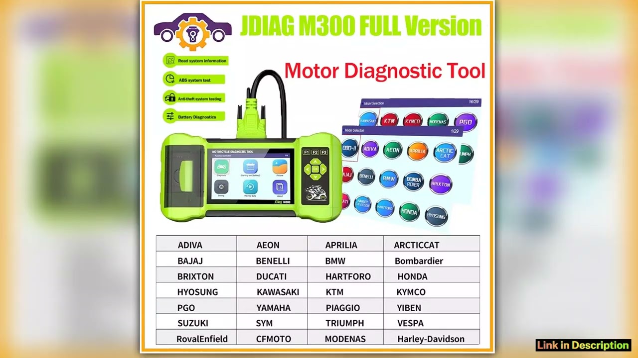 2024 New JDiag M300 Motorcycle Diagnostic Scanner Helps the Technician to Diagnose Problems and Mak