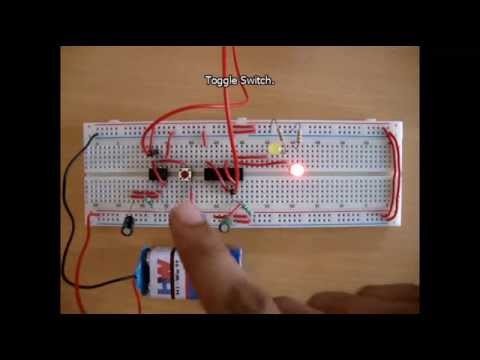 Toggle Switch / Push On Push Off Switch Circuit using 555 Timer IC