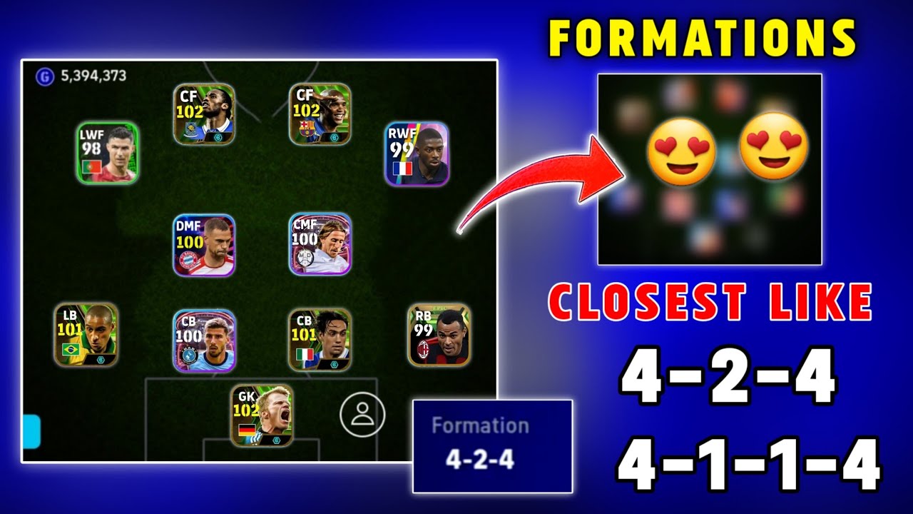 How To get closest Formations to 424 & 4114 in eFootball 2024 Mobile !! eFootball best formations