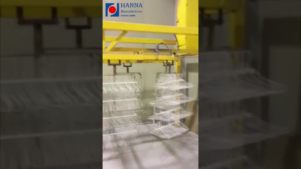 clothes wire hanger powder coating line professional - YouTube