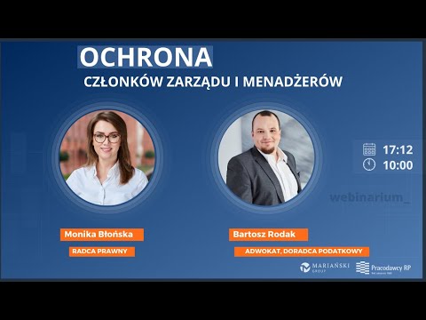 Webinarium "OCHRONA CZŁONKÓW ZARZĄDU I MENADŻERÓW"