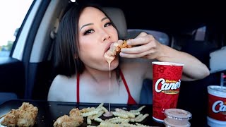ASMR RAISING CANES MUKBANG #messy #bigbites #asmr