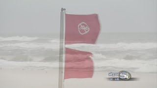 DOUBLE RED FLAGS AT BEACH