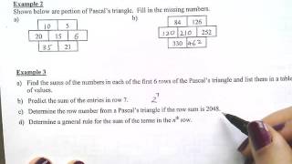 Pascals Triangle Part 2 Examples