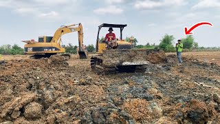 Best Project Landfill By Skill Komatsu BDH2 Bulldozer Pushing Sand & Truck Dumping Sand