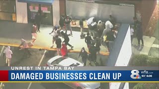 Tampa business owners clean up and think about recovery after a weekend of looting