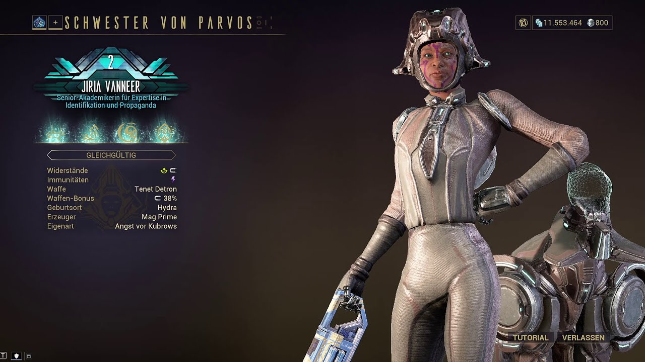 Warframe: Schwester von Parvos JIRIA VANNEER (L2, Tenet Detron, Mag Helm)