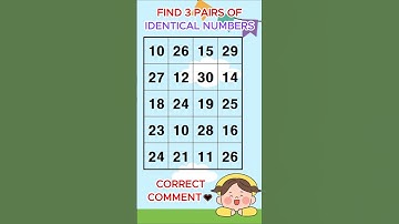 Find 3 pairs of identical numbers /Dementia Prevention Quizzes/Dementia Tests.194