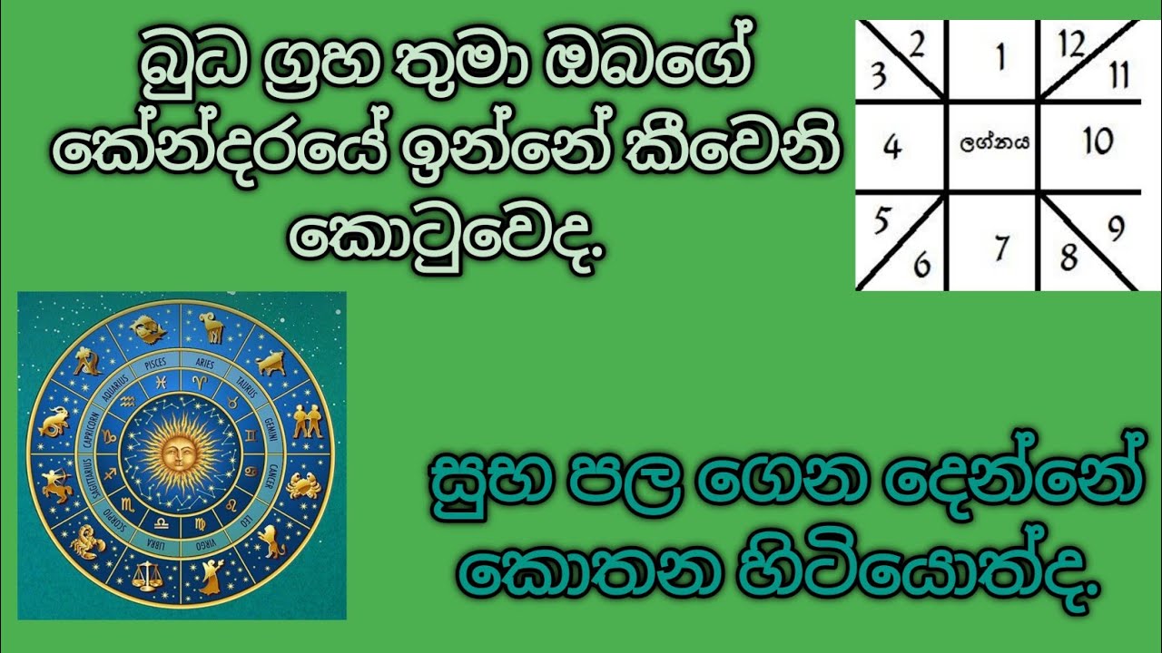  බුධ ග්‍රහතුමා ඔබගේ කේන්ද්‍රයේ ඉන්න තැන අනුව ඵලාඵල /Astrology 