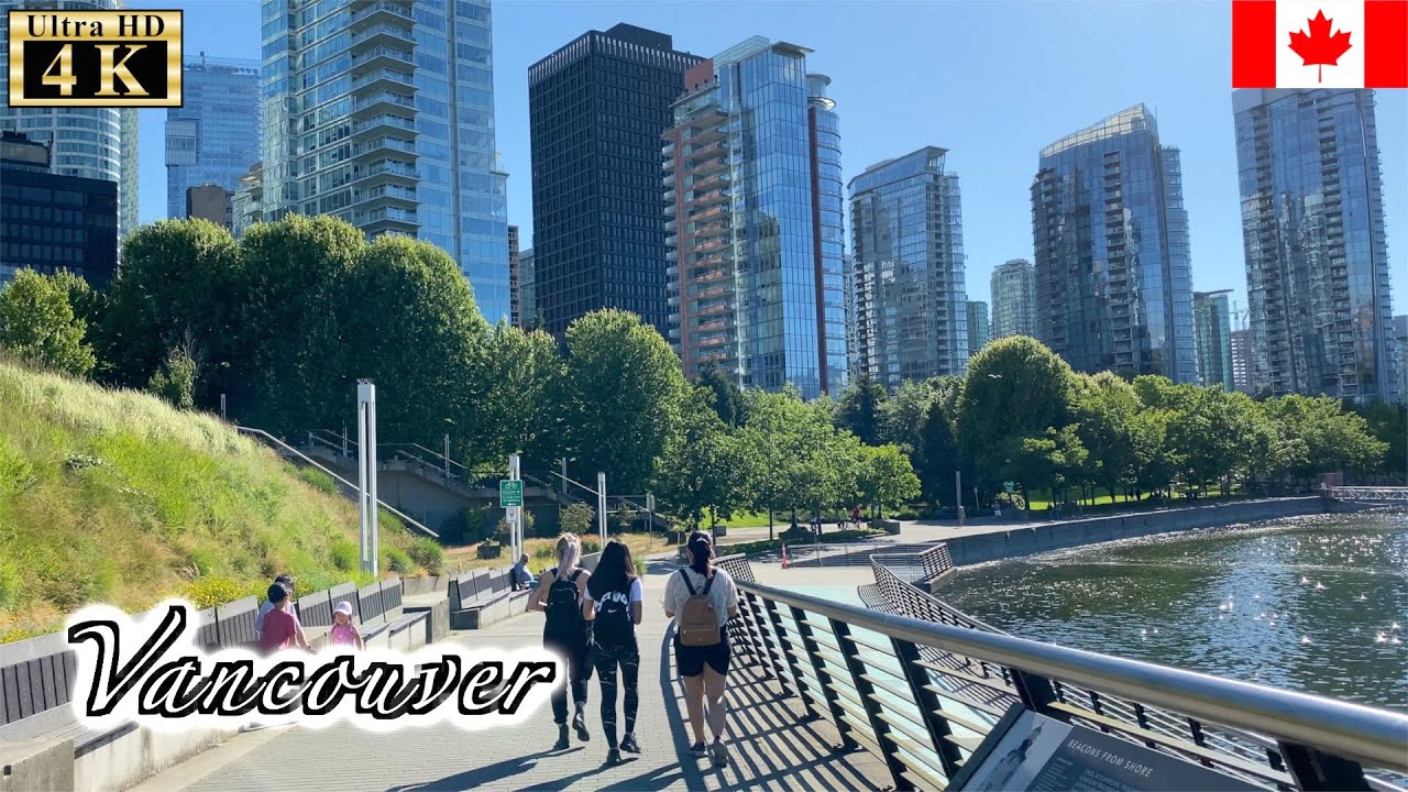 🇨🇦【4K】Vancouver Summer Walk -  Seawall Water Walk in Coal Harbour Area (June, 2021)