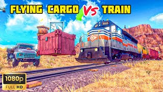 CRASH TEST, TRAIN VERSUS FLYING CARGO | OFF THE ROAD HD OPEN WORLD DRIVING GAME