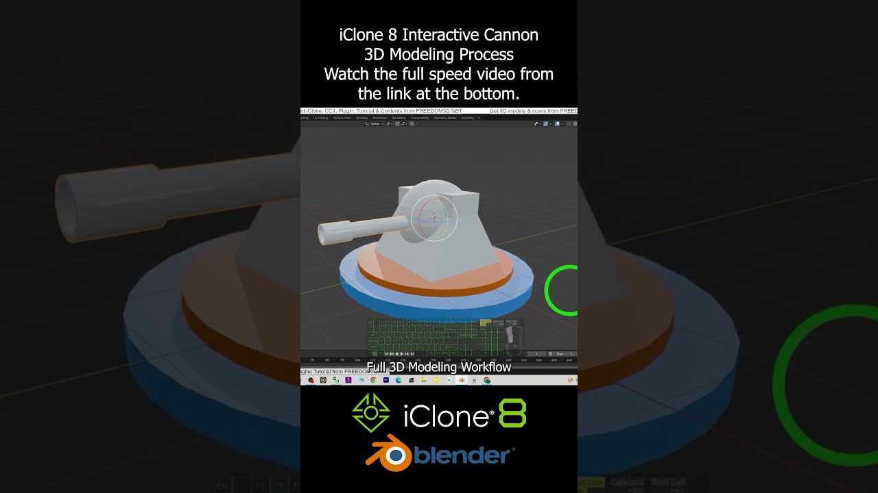 iClone 8 Interactive Cannon Prop & 3D Modeling Process 