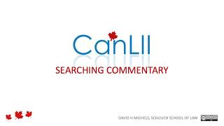 Searching CanLII Commentary