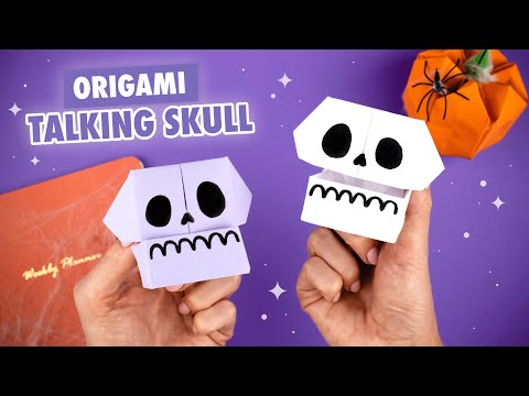 Origami Konuşan kağıt kafatası | Cadılar Bayramı kağıt el sanatları
