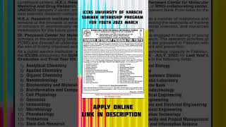 ICCBS University of Karachi Summer Internship Program for Youth 2023 March | #CareerElevationX
