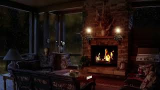 4K Relaxing  Lounge Jazz Music- Jazz Music with Snow & Rain Falling To Boost Positive Energy