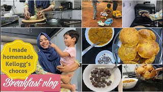 Breakfast vlog/ Home made Kellogg’s Chocos / masala puri / Aloo gravy